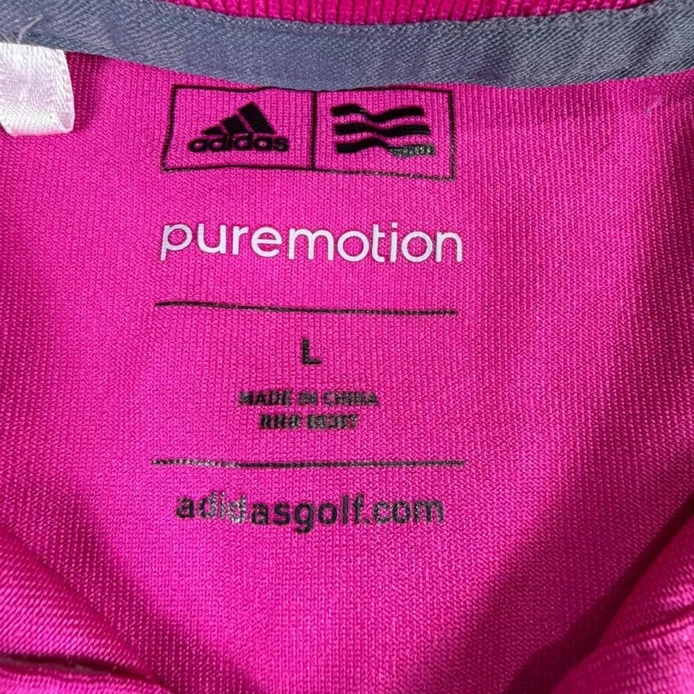 Adidas Polo Mens L Puremotion Z83406 Pink Striped EUC
